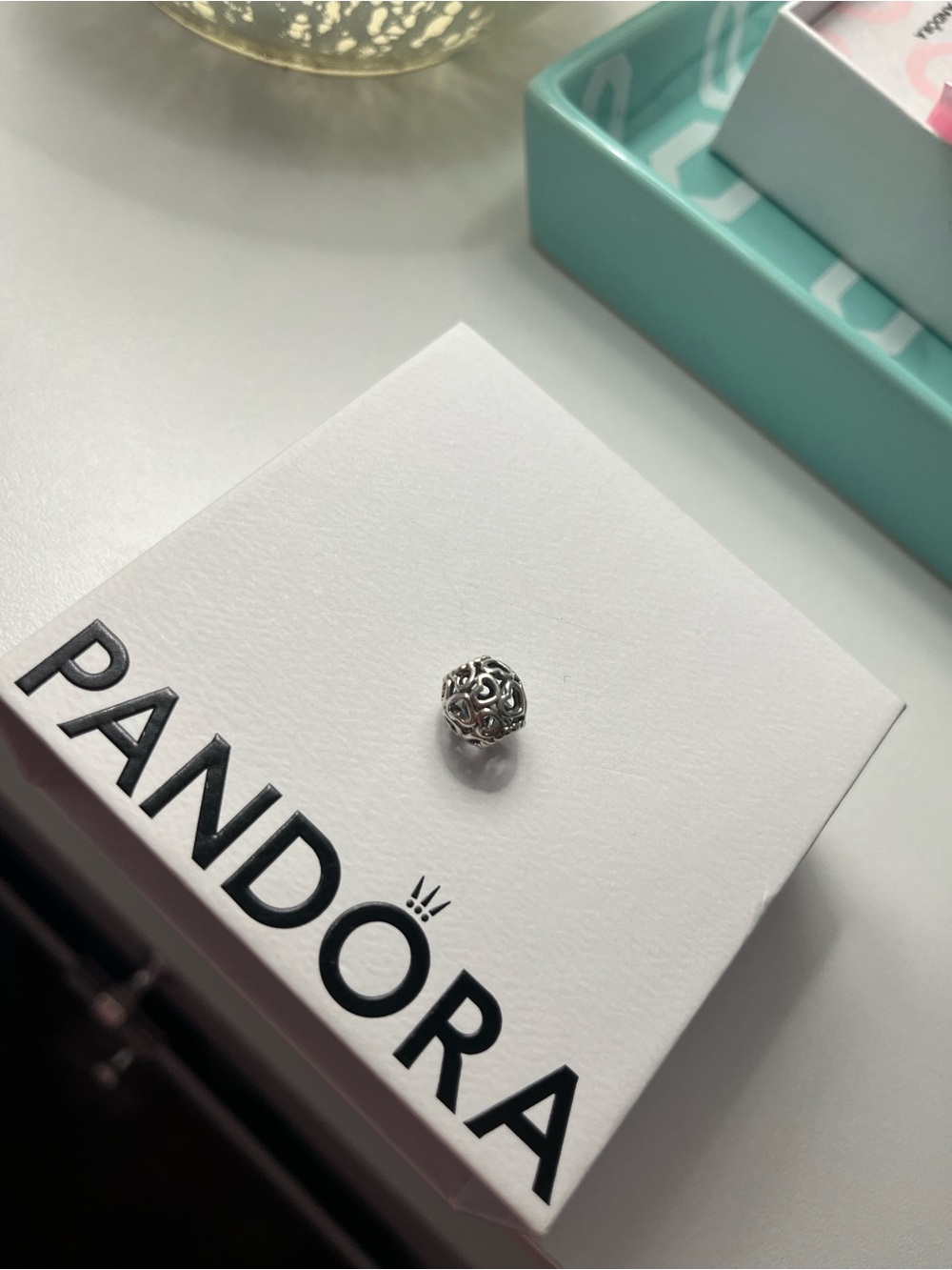 Pandora Silver Openwork Heart Charm Bead